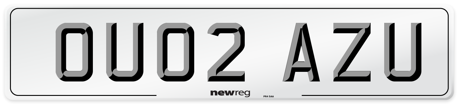 OU02 AZU Number Plate from New Reg